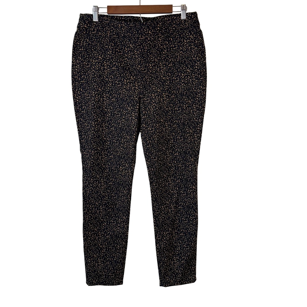 Chicos Jeggings Leopard Print Black Tan Stretch Pants Womens Size 2 US 12 Hoiday